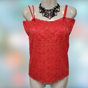 Red Tank Top Lace Camisole SIZE M - Stretchy Top -  NEW